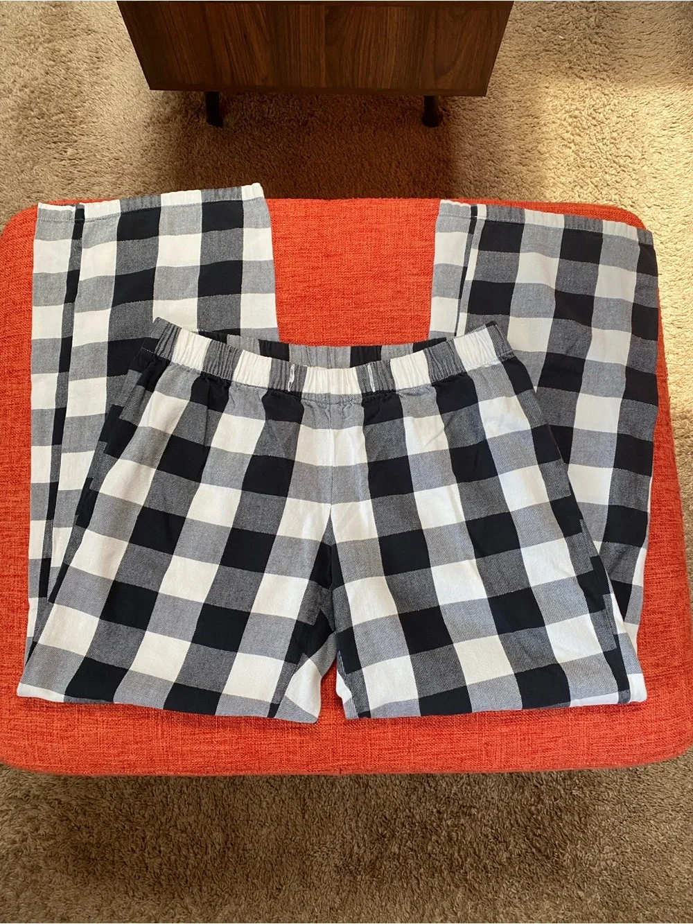 Y2K Old Navy Intimates Cotton Black White Buffalo Check Plaid Flannel Pajama